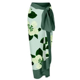 Floral V Neck High Waist Ruffled Lace Up Swimsuit Skirt / S