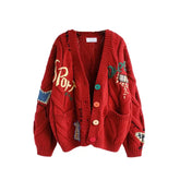 Flower Color Cardigan Knitted Sweater