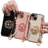 Flower Pearl Strap Phone Protective Cases for IPhone