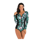 Flowers One-piece Long-Sleeve Swimwear