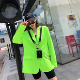 Fluorescent Green Oversized Two-Button Blazer