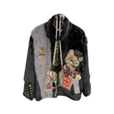 Fox Embroidery Faux Fur Jacket