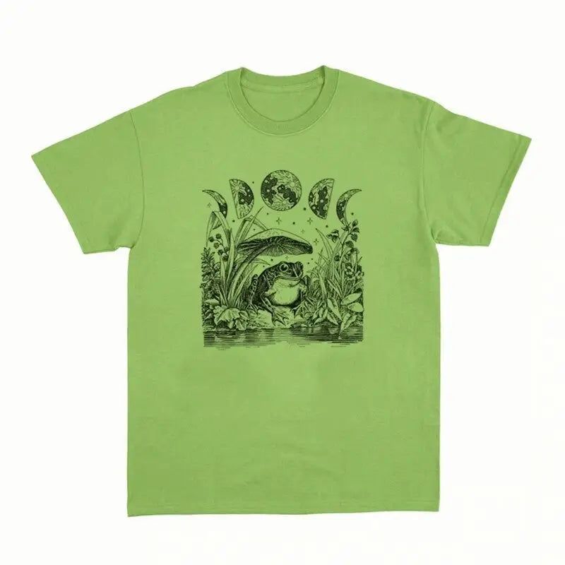 Frog Mushroom Moon Witchy T-Shirt - Green / XS