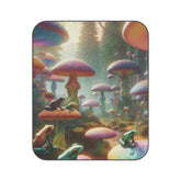 Frogs Picnic Blanket with Colorful Mushrooms and Forest