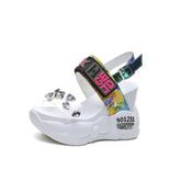 Full-Color Platform Sandals with Adjustable Ankle Buckle