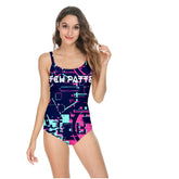 Futuristic Aesthetic One-Piece Open Back Swimsuit