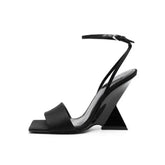 Geometric High Heel Shoes Thick Sole Pointed Toe with Rope