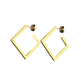 Geometric Stainless Steel Square Hoop Earrings Gold
