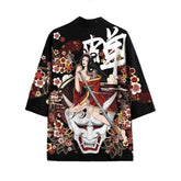 Girl Samurai and Demon Kanji 3/4 Sleeve Kimono