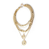 Gold Medal Pendant Coin Thin Chain Necklace