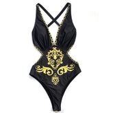 Golden Chain Cross Strap Swimsuit