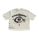 Gothic Big Eyes Letter Print Loose Short Sleeve T-shirt