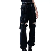 Gothic Detachable Hollow Out Cargo Pants
