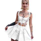 Gothic Grunge White Crop Tops