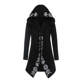 Gothic Moon Phases Coat with Oversized Hood