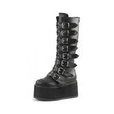 Gothic Platform Buckles Mid Calf Boots Euro Size A / 5