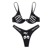 Gothic Skeleton Hand Backless Bikini