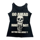 Gothic Skull Tank Top Go Ahead Make My Day Design Black / S