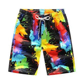 Graffiti Colorful Beach Shorts Quick Dry Swim Trunks Black