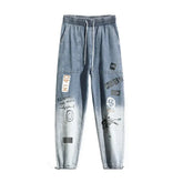 Graffiti Drawstring Loose Pants with Wide Elastic Waist