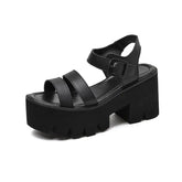 Grunge Black Platform Women Sandals Euro Size