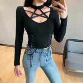 Grunge Hollow Out Long Sleeve Top