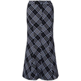 Gusty New Pure Desire Style Temperament Striped Grid Temperament Fishtail Skirt High Waist Slimming Versatile Patchwork Length Skirt