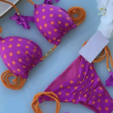 Micro Thong Swimsuit With Circles and Animal Print