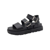 Harajuku Black Platform PU Leather Sandals Euro Size