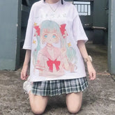 Harajuku Girl Oversized T Shirt with Japanese Art Print