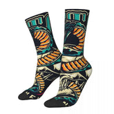 Harajuku Snake Tattoo Print Crew Socks