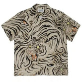 Hawaiian Short Sleeve Shirt for Men Beige Animal Print / S