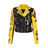 HEAPSEX PU Leather Jacket for Men Yellow / S