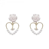 Heart Camellia Pearl Earrings