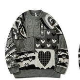 Heart Color Block Knitted Sweater