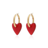 Heart Eardrop Stainless Steel Hoop Earrings Gold