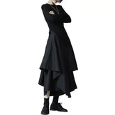 High Waist Black Asymmetrical Wide Leg Skirt