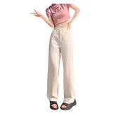 High Waist Wide Leg Denim Jeans for Women Beige / S