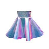 Holographic Rainbow Iridescent PVC High Waist Skirt
