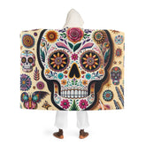 Hooded Sherpa Fleece Blanket Sugar Skull Design One size
