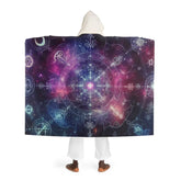 Hooded Sherpa Fleece Blanket with Cosmic Nebula Design