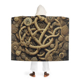 Hooded Sherpa Fleece Blanket with Cosmic Symbol Design