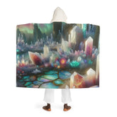 Hooded Sherpa Fleece Blanket with Crystal and Geode Design