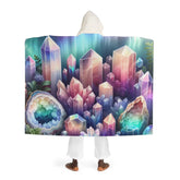 Hooded Sherpa Fleece Blanket with Crystal Geode Design