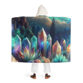 Hooded Sherpa Fleece Blanket with Geode and Aurora Design