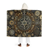Hooded Sherpa Fleece Blanket with Magical Symbol Design