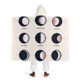 Hooded Sherpa Fleece Blanket with Moon Phases Design
