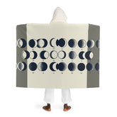 Hooded Sherpa Fleece Blanket with Moon Phases Design