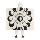 Hooded Sherpa Fleece Blanket with Moon Phases Design