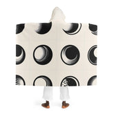 Hooded Sherpa Fleece Blanket with Moon Phases Design